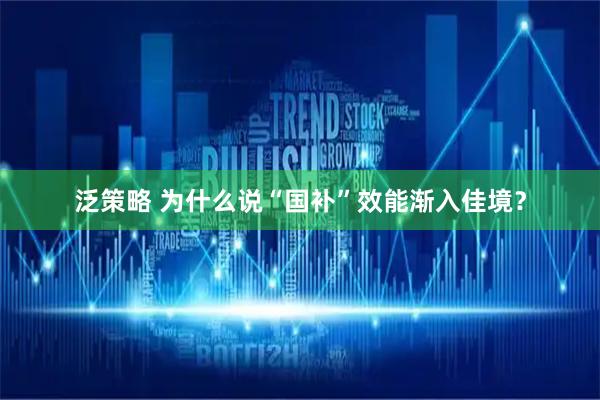 泛策略 为什么说“国补”效能渐入佳境？